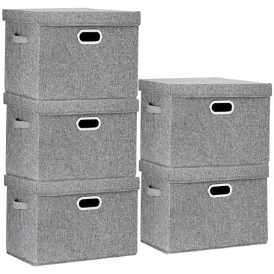Produktbild von Große Aufbewahrungsbox mit Deckel, Stoff, faltbar, waschbar, 44 x 30 x 29 cm