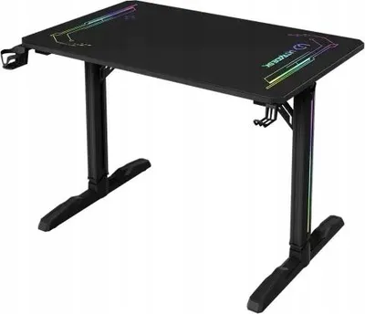 Produktbild von ULTRADESK Gaming-Schreibtisch FREEZE V2, LED-RGB, gehärtetes Glas, schwarz, 109 x 69 cm