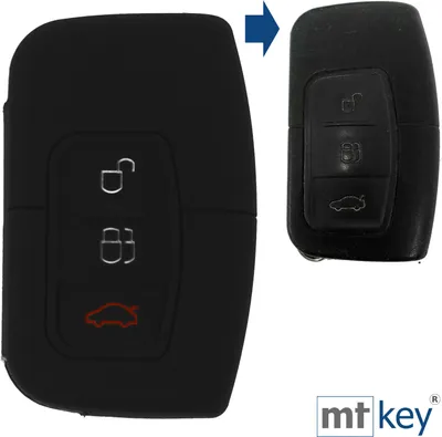 Produktbild von Auto Schlüssel Hülle Silikon Schutz Cover Schwarz kompatibel mit Ford C-Max Focus Kuga Mondeo 3 Tasten KEYLESS SMARTKEY