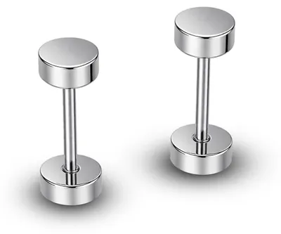 Produktbild von Ohrstecker mit Schraubverschluss Edelstahl 316L Silber 4–16 mm Fake Plug Tunnel - 4 mm