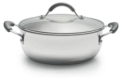 Schmortopf Edelstahl 24 cm, 3,8 l, Glasdeckel, induktionsgeeignet