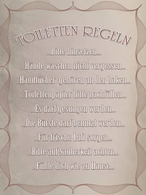 Produktbild von vianmo Holzschild 40x30 cm Toiletten Regeln bitte hinsetzen