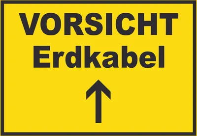 Produktbild von Vorsicht Erdkabel mit Richtungspfeil oben Schild A2 (420x594mm)