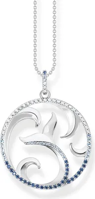 Produktbild von Thomas Sabo KE2145-644-1 Halskette Schwanzflosse und Welle Blaue Steine Silber