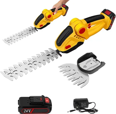 Produktbild von Hedgeschere - Elektrische Heckenschere - Akku-Rasentrimmer - 3 Aufsätze - 24V - 0,7 kg