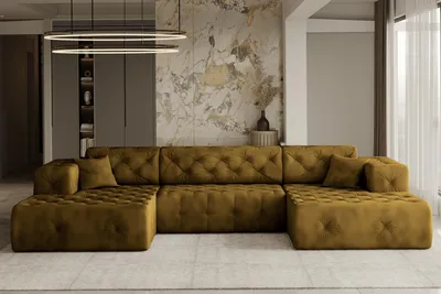 Produktbild von Kaiser Möbel Freistehendes Ecksofa LUX, stark gesteppte U-Form, weicher,Stoff Whisper Golden