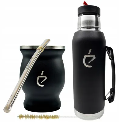 Obrázok produktu pre Súprava na yerba maté Un Mate – nerezová nádoba 230 ml, izolačná fľaša 1 l, bombilla a kefka
