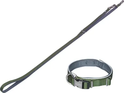 Produktbild von Hundehalsband und Leine Set "Classic Preno Royal", olivgrün, S-M