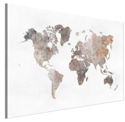 Produktbild von LUMASOUL Leinwand Bilder, Leinwandbild Karten Motiv, Wandbilder Holzrahmen, Bilder 90x60cm Braun Weltkarte 02