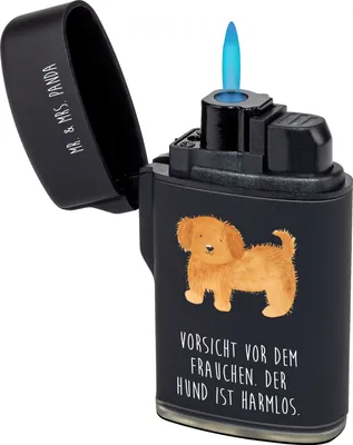Produktbild von Mr. & Mrs. Panda Feuerzeug Hund Flauschig - Schwarz - Geschenk, Hunde, Sprüche, anzünder, sturmfeuerzeug, Witzig, Hundeliebe, zigarettenanzünder, Feuerzeuge, gas