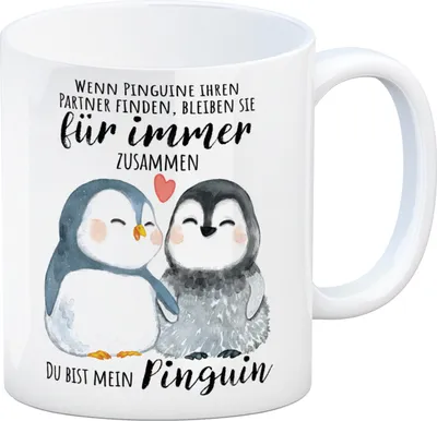 Produktbild von Pinguin Kaffeebecher mit Spruch Du bist mein ewiger Pinguin