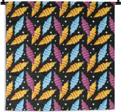 Produktbild von MuchoWow® Wandteppich Wandbehang Weihnachten - Muster - Lampe 150x150 cm Tapisserie Dekoration Wandtuch - Wohnaccessoires - Modernes