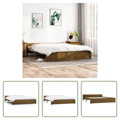 Produktbild von The Living Store Massivholzbett Honigbraun 200x200 cm
