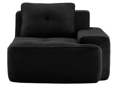 Image de Canapé modulable Cordelia en velours, accoudoir à droite, avec coussins, 104 x 104 x 83 cm, noir