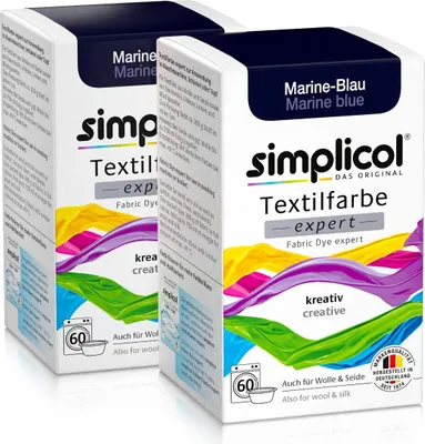 Produktbild von simplicol Textilfarbe expert, DIY Färbemittel für Stoff in verschiedenen Farben, Farbe:Marine-Blau (1708), Größe:2er Pack