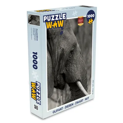 Obrázek produktu pro MuchoWow® Puzzle 1000 dílků Slon - Zvířata - Černá - Bílá - Hračky - Pro malé i velké - Hry - Skládačky