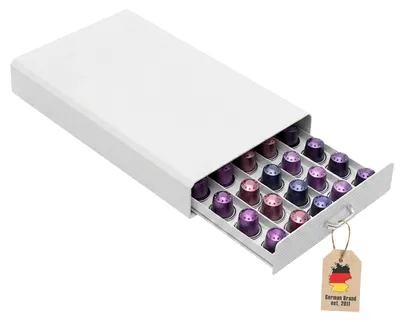 Produktbild von Intirilife Aufbewahrungsschublade für 50 Kaffeekapseln Kompatibel mit Nespresso Kapseln 38.2 x 23.2 x 5,6 cm Kapselhalter Kaffeekapselhalter