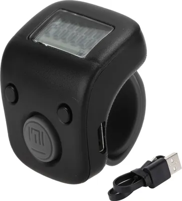 Productafbeelding van Digitale kralenketting in de vorm van een ring, mini-versie, met ingebouwde mantra-functie en telmechanisme, zwart, voor boeddhistische meditatie