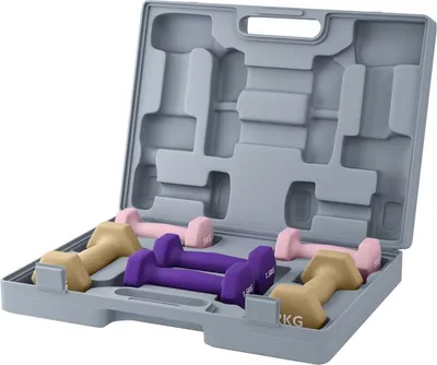 Immagine prodotto di Set di manubri, set di 6 manubri con pesi, set di manubri in acciaio, 1 kg, 1,5 kg, 2 kg, 41,00 cm, 9,50 kg