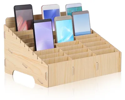 Obrázek produktu pro Dřevěný organizér na telefon s 30 přihrádkami