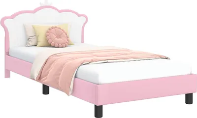 Image de vidaXL Cadre de lit d'enfant avec tête de lit rose 80 x 200 cm PU