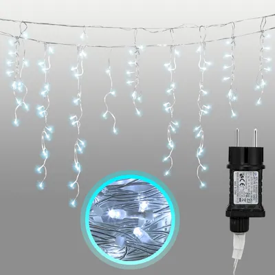 Zdjęcie produktu dla Jayseuw 20 metrów, 600 diod LED, lampka choinkowa LED "Eisregen", kurtyna świetlna LED, 8 trybów, IP44, wodoodporna, dekoracja świąteczna, impreza, ogród, światło białe