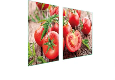 Immagine prodotto di Piastre copri fornelli 2 pezzi 100x52 Vetroceramica copri piano cottura vetro tagliere pomodori rosso