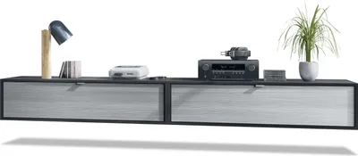Produktbild von Vladon 2er-Set TV Board Lana 120,  Germany, Lowboards je 120 x 29 x 37 cm mit viel Stauraum, Korpus in Schwarz matt, Fronten in Avola-Anthrazit | Große Farbauswahl