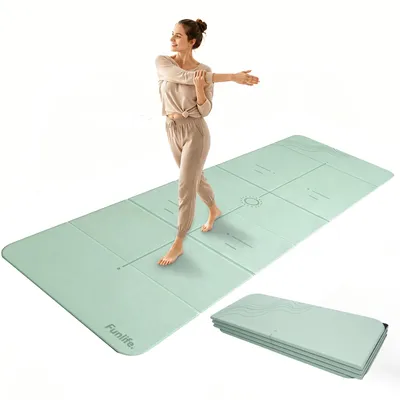 Immagine prodotto di FunLife Tappetino da yoga XXL, 190x66 cm – 10 mm di spessore, pieghevole, tappetino antiscivolo per yoga, pilates e ginnastica, colore verde