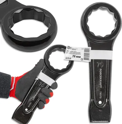 Imagen del producto de FORCEKRAFT Llave de impacto con cabeza abierta de 70 mm, longitud de 320 mm, acero cromo-molibdeno