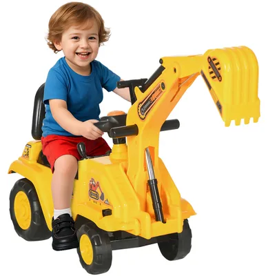 Immagine prodotto di HOMCOM Escavatore per Bambini con Benna e Spazio di Archiviazione, Clacson, Volante, 18-48 Mesi, Giallo