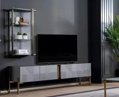 Produktbild von Designer Set 2 tlg. Wohnwand Lowboard Wandschrank Luxus Möbel Wohnwände