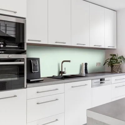 Produktbild von Dedeco Küchenrückwand Motiv: Mint V1, 5mm Hartschaum Kunststoffplatte PVC als Spritzschutz Küchenwand Wandschutz wasserfest, inkl. UV-Lack matt, alle Untergründe, 220 x 60 cm