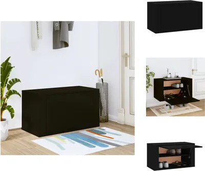 Immagine prodotto di vidaXL Scarpiera a muro nera 70x35x38 cm in legno - Scarpiere e armadietti