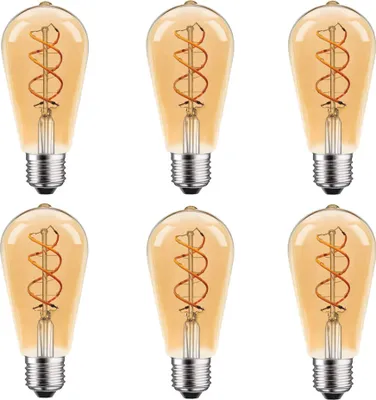 Produktbild von 6 x LED Spiral Filament Edison ST64 Leuchtmittel 5W E27 Gold extra warmweiß 1800K DIMMBAR