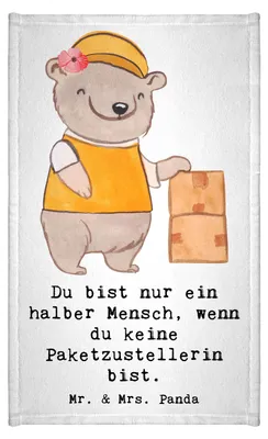 Produktbild von Mr. & Mrs. Panda Handtuch Paketzustellerin Herz - Weiß - Geschenk, Gästetuch, Spruch, Paketbotin, gäste wc, Gäste-WC, Lustig, Klein, Witzig, Frotteetuch