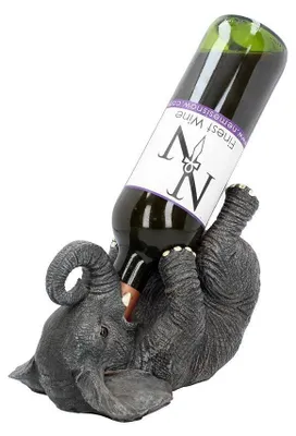 Weinflaschenhalter Elefant, 23 cm, grau, Kunstharz