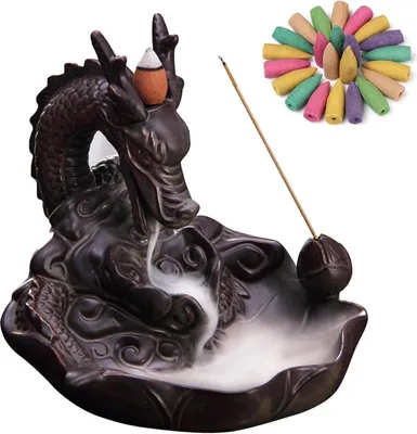 Produktbild von XUDREZ Räucherstäbchenhalter Drache Rückfluss Weihrauchbrenner 20 Kegel +30