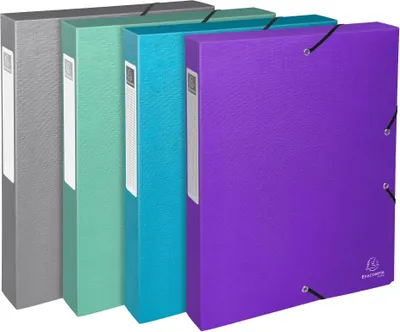 Produktbild von Exacompta 59640E Sammelbox TEKSTO mit Gummizug 40 mm breit aus extra starkem Karton mit Rückenschild für DIN A4 Archivbox Heftbox Dokumentenbox Zeichenbox Sammelmappe