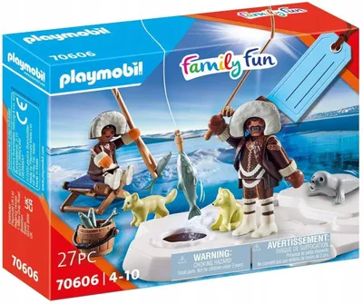 Immagine prodotto di PLAYMOBIL Family Fun 70606 pesca sul ghiaccio, 27 pezzi – personaggi padre e figlio con foca, volpacchiotti e buco nel ghiaccio, set artico