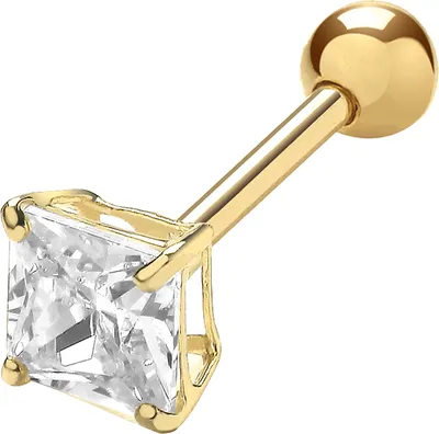 Produktbild von Wunderschöne 9 Karat (375) Gold Damen - Einzel Knorpel Ohrstecker mit Zirkonia - 4mm*4mm; TRS35064