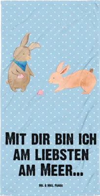 Produktbild von Mr. & Mrs. Panda Strandtuch Hasen Muschel - Blau Pastell - Geschenk, Muscheln, BFF, Strand, Meer, Saugstarkes Handtuch, Duschtuch, Muttertag, Duschhandtuch, Badehandtuch