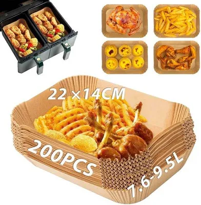 Produktbild von Backpapier für Airfryer 22x14cm, 200 Stück, antihaft, wasserdicht