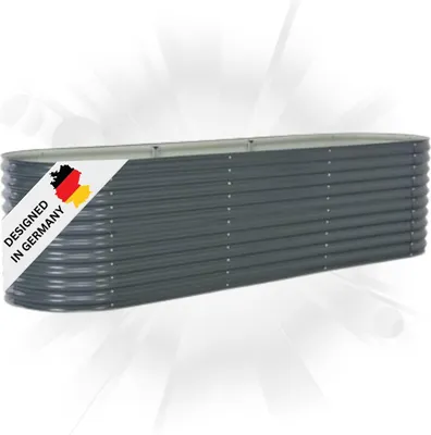 Produktbild von DELUKE® rundes Hochbeet für Garten BLUMO | Verzinkter Stahl | Wetterfest | Gartenbeet rund Kräuterbeet Blumenbeet Frühbeet für Garten Gemüsebeet, 320x80x81cm, Grau
