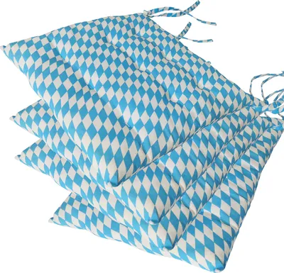 Produktbild von Stuhlkissen Nizza 38x38 cm 4er Pack Sitzkissen mit Steppung, Farbe:Bayrische Raute