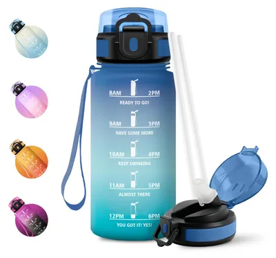 Produktbild von Trinkflasche 500ml JAPORIA, Wasserflasche mit Strohhalm, kohlensäuregeeignet