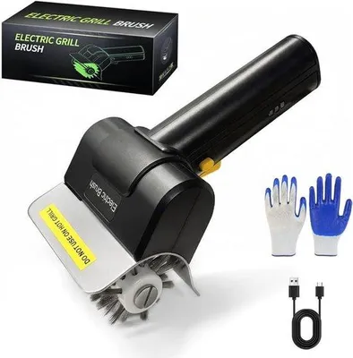 Produktbild von Elektrische Grillreiniger - 700-800 Umdrehungen - Rostfreier Stahlborsten - Abnehmbare Borstenkop aus 304 Rostfreiem Stahl - Ladung durch USB-C - Für Grillreinigung geeignet