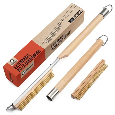 Obrázek produktu pro Kartáč na pizzovou pec - Se škrabkou - 55 až 87,7 cm - Nerezová ocel