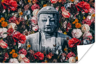 Produktbild von MuchoWow® Poster Buddha - Steine - Blumen 60x40 cm - Schlafzimmerdekoration