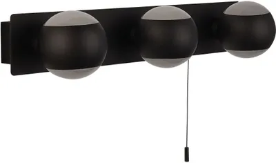 Immagine prodotto di Lampada a specchio Metallo G9 IP44 L: 45 cm con interruttore Up Down Nero opaco Bianco Paralume a 3 luci Moderno